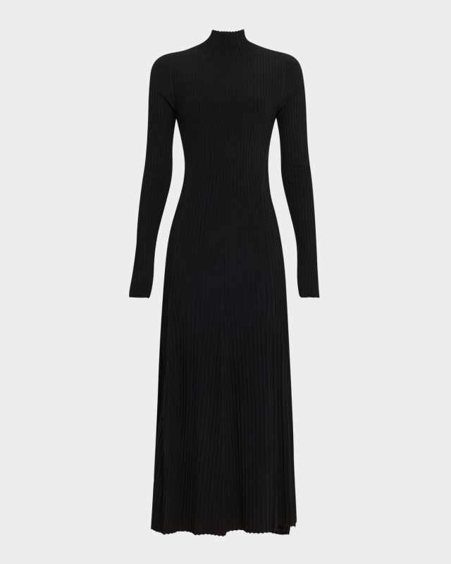 Tabitha Turtleneck Rib Long-Sleeve Maxi Dress